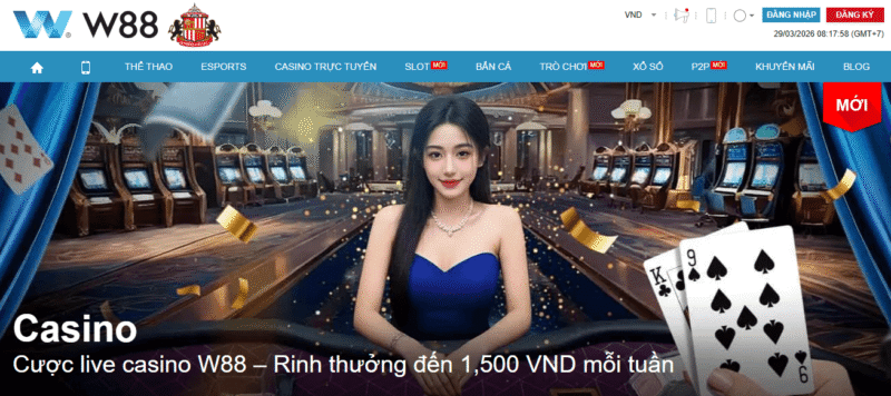 Giao diện website w88
